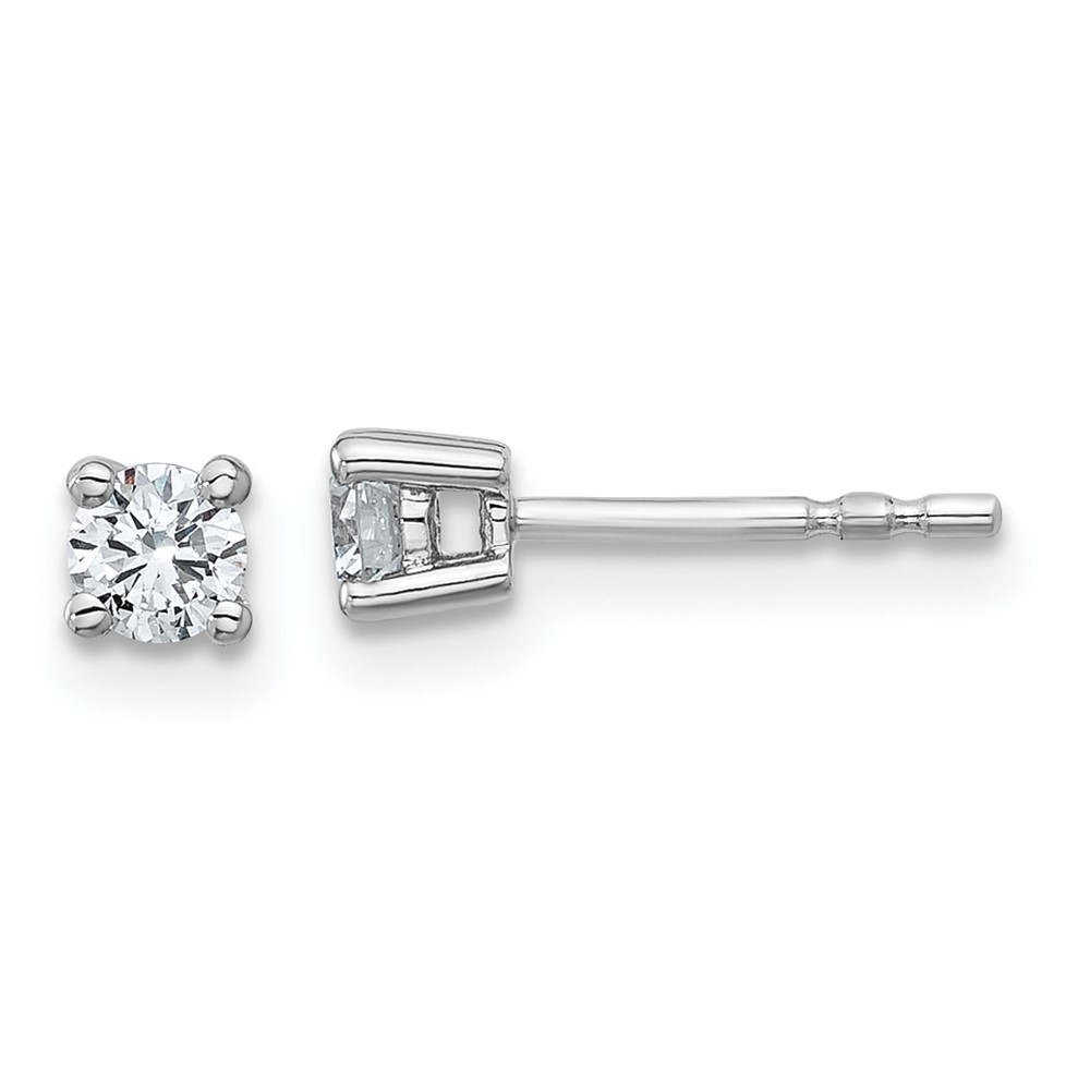 EM1006-033-PLAA.jpg Platinum 1/3 carat Certified Lab Grown Diamond VS+ F+ Round Complete Four Prong Stud Earrings - Image 1