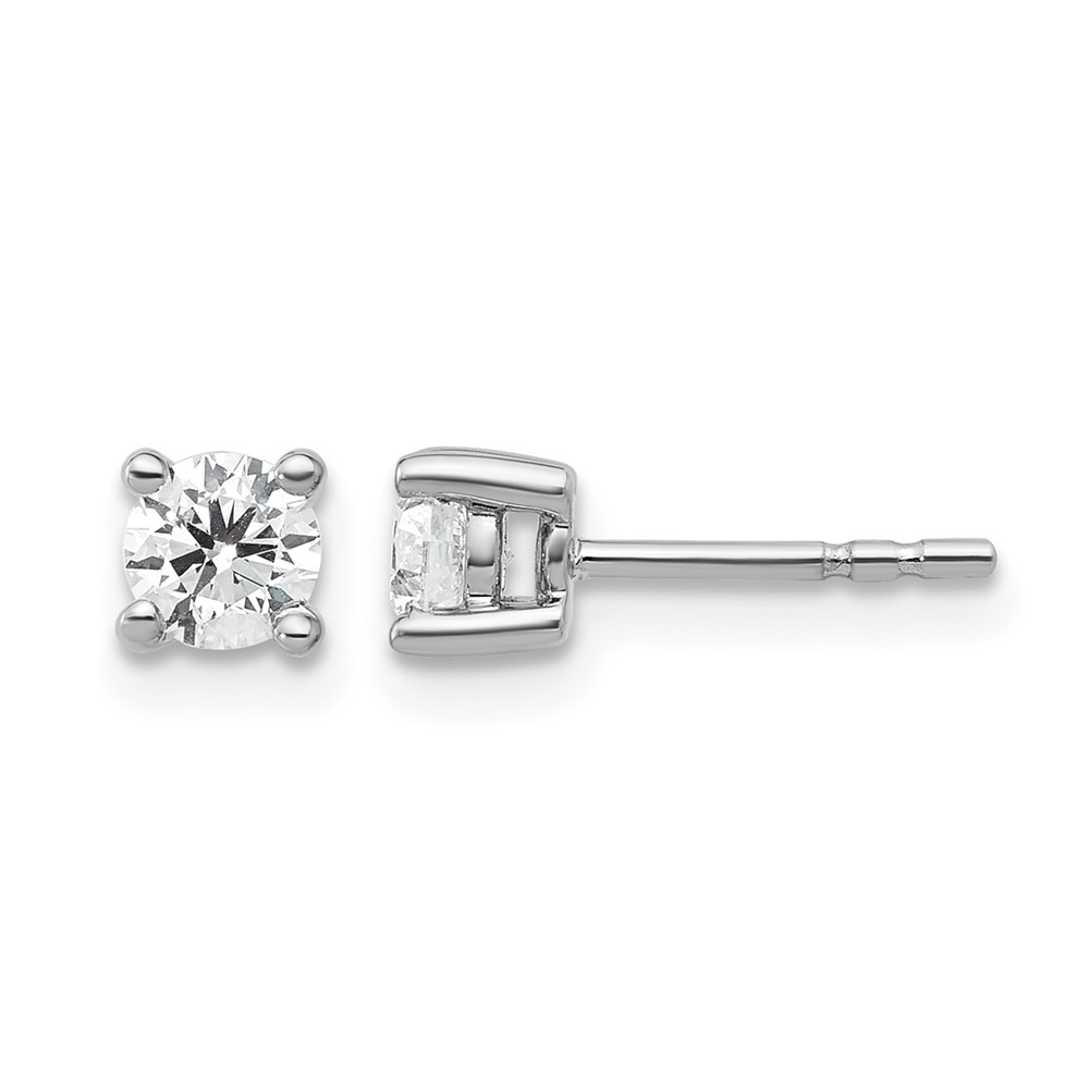 EM1006-050-WAA-6.jpg 14k White Gold 1/2 carat Lab Grown Diamond VS+ F+ Round Complete Four Prong Heavyweight Stud Earrings - Image 1