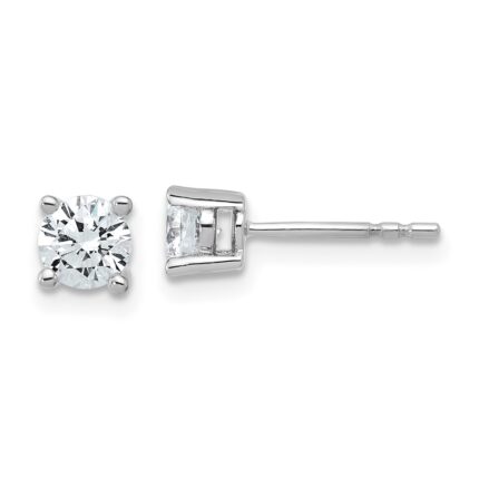 18k White Gold 3/4 carat Certified Lab Grown Diamond VS+ F+ Round Complete Four Prong Stud Earrings