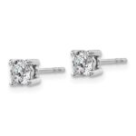 Sterling Silver Rhodium-plated 3/4 carat Lab Grown Diamond VS/SI+ G+ Round Complete Four Prong Stud Earrings - Image 2