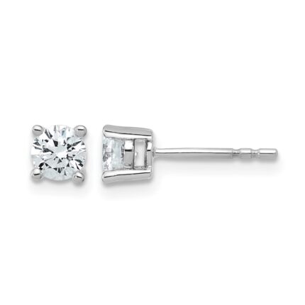 14k White Gold 3/4 carat Lab Grown Diamond VS+ F+ Round Complete Four Prong Heavyweight Stud Earrings