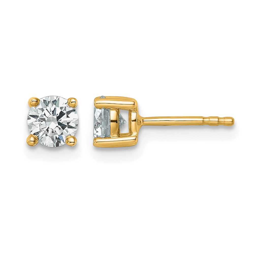 EM1006-087-YAA.jpg 14k 7/8 carat Lab Grown Diamond VS+ F+ Round Complete Four Prong Heavyweight Stud Earrings - Image 1