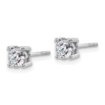 18k White Gold 1 carat Lab Grown Diamond VS+ F+ Round Complete Four Prong Stud Earrings - Image 2