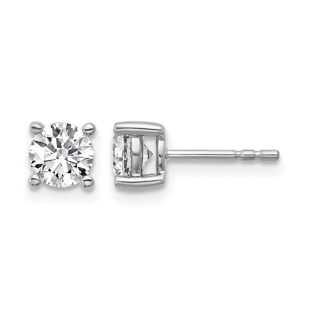EM1006-100-WAA-7.jpg 14k White Gold 1 carat Lab Grown Diamond VS/SI+ G+ Round Complete Four Prong Heavyweight Stud Earrings - Image 1