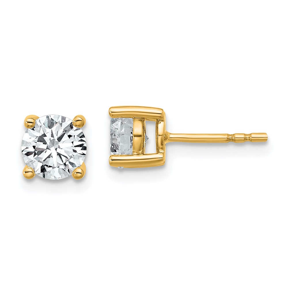 EM1006-150-8YAA-1.jpg 18k 1/2 carat Certified Lab Grown Diamond VS+ F+ Round Complete Four Prong Stud Earrings - Image 1