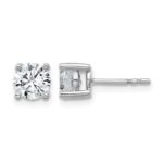14k White Gold 1 1/2 carat Lab Grown Diamond VS+ F+ Round Complete Four Prong Heavyweight Stud Earrings