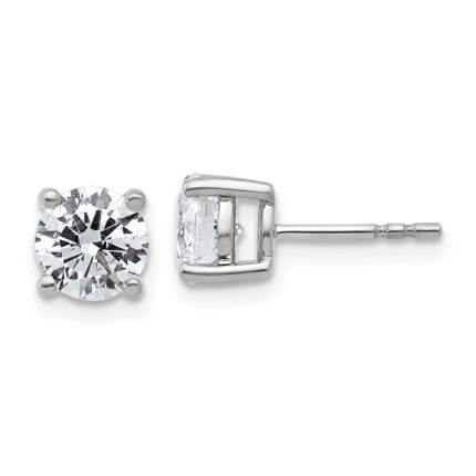 18k White Gold 2 carat Certified Lab Grown Diamond VS+ F+ Round Complete Four Prong Stud Earrings