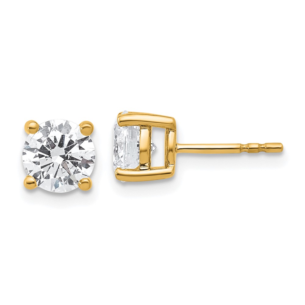 EM1006-200-8YAA.jpg 18k 2 carat Lab Grown Diamond VS+ F+ Round Complete Four Prong Stud Earrings - Image 1