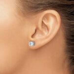 14k White Gold 2 carat Lab Grown Diamond VS+ F+ Round Complete Four Prong Heavyweight Stud Earrings - Image 3
