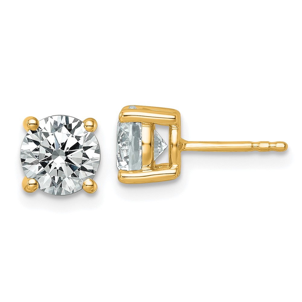EM1006-250-8YAA-1.jpg 18k 2 1/2 carat Certified Lab Grown Diamond VS+ F+ Round Complete Four Prong Stud Earrings - Image 1