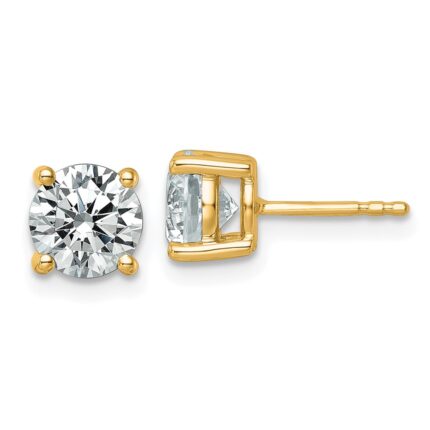 18k 2 1/2 carat Lab Grown Diamond VS+ F+ Round Complete Four Prong Stud Earrings