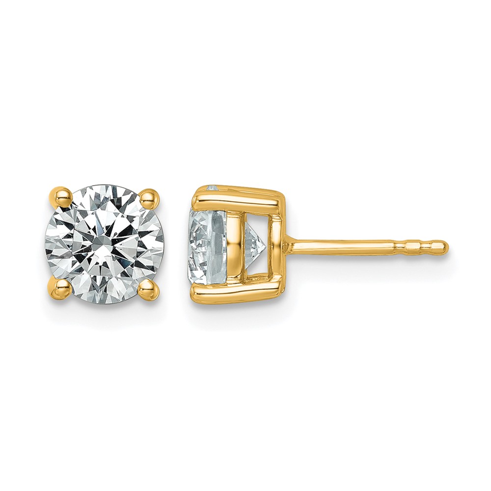 EM1006-250-YAA-1.jpg 14k 2 1/2 carat Lab Grown Diamond VS/SI+ G+ Round Complete Four Prong Heavyweight Stud Earrings - Image 1
