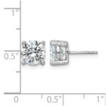 14k White Gold 3 carat Certified Lab Grown Diamond VS/SI+ G+ Round Complete Four Prong Heavyweight Stud Earrings - Image 5