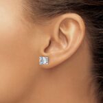 14k White Gold 4 carat Certified Lab Grown Diamond VS+ F+ Round Complete Four Prong Heavyweight Stud Earrings - Image 3
