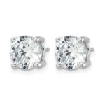 14k White Gold 5 carat Lab Grown Diamond VS/SI+ G+ Round Complete Four Prong Heavyweight Stud Earrings - Image 2