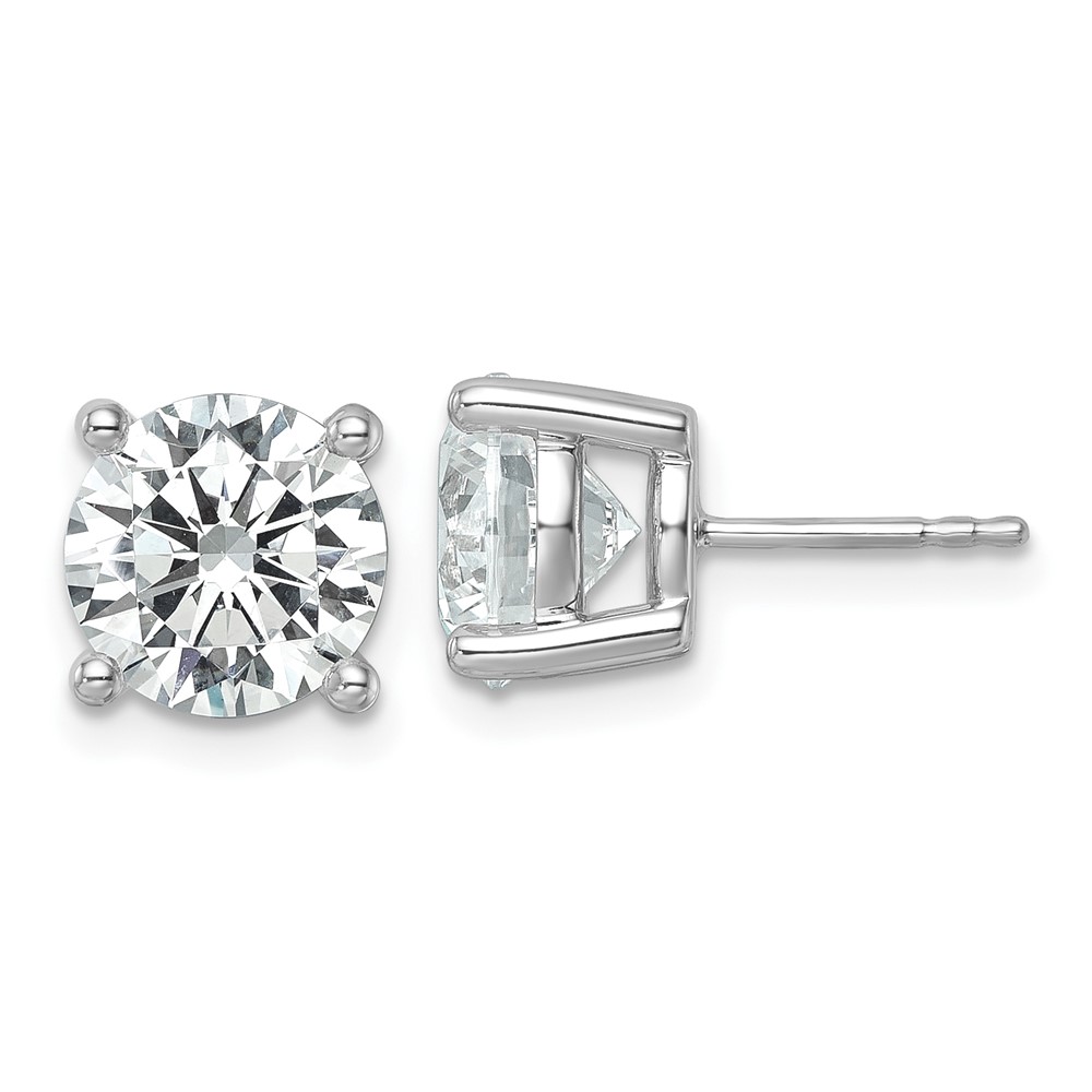 EM1006-600-8WAA-1.jpg 18k White Gold 6 carat Certified Lab Grown Diamond VS+ F+ Round Complete Four Prong Stud Earrings - Image 1