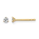 14k 1/10 carat Lab Grown Diamond VS/SI+ G+ Round Complete Three Prong Stud Earrings