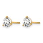 14k 1 carat Certified Lab Grown Diamond VS/SI+ G+ Round Complete Three Prong Stud Earrings - Image 2