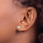 14k 1 carat Certified Lab Grown Diamond VS/SI+ G+ Round Complete Three Prong Stud Earrings - Image 3