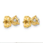 14k 1 carat Certified Lab Grown Diamond VS+ F+ Round Complete Three Prong Stud Earrings - Image 4