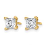 14k 1 1/2 carat Lab Grown Diamond VS+ F+ Princess Complete Four Prong Stud Earrings - Image 2