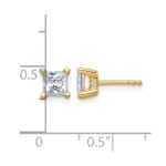 14k 1 1/2 carat Lab Grown Diamond VS+ F+ Princess Complete Four Prong Stud Earrings - Image 4