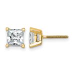 14k 1 1/2 carat Certified Lab Grown Diamond VS+ F+ Princess Complete Four Prong Screwback Stud Earrings