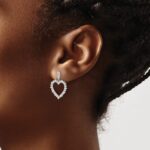 14k White Gold 1 carat Lab Grown Diamond VS/SI+ G+ Complete Dangle Heart Post Earrings - Image 3