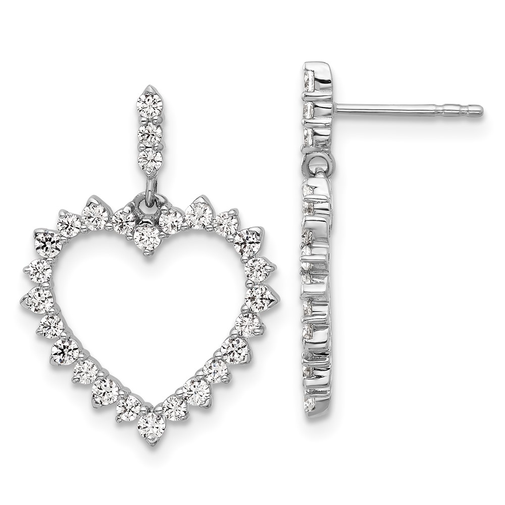 EM10207-099-WAA.jpg 14k White Gold 1 carat Lab Grown Diamond VS/SI+ G+ Complete Dangle Heart Post Earrings - Image 1