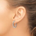 14k White Gold 3/4 carat Lab Grown Diamond VS/SI+ G+ Complete In and Out Hoop Earrings - Image 3
