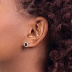 14k White Gold Diamond and Cabochon Garnet Earrings - Image 3