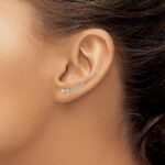 10k White Gold Diamond Graduated Ear Climber Earrings - Image 3