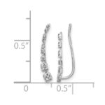 10k White Gold Diamond Graduated Ear Climber Earrings - Image 4