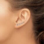 14k White Gold 1/3 carat Diamond Graduated 4-stone Ear Climber Earrings - Image 3