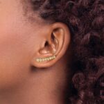 14k 3/8 carat Diamond Bezel Graduated Ear Climber Earrings - Image 3
