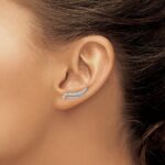 14k White Gold 1/4 carat Diamond Wave Ear Climber Earrings - Image 3
