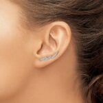 14k White Gold 1/3 carat Diamond Lightning Ear Climber Earrings - Image 3