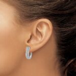 14k White Gold 3-row Diamond Hinged Hoop Earrings - Image 3