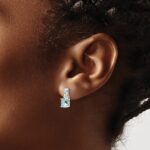 14K White Gold 7x5 Oval March/Aquamarine and Diamond Earrings - Image 3
