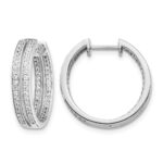 14k White Gold Diamond In/Out Hinged Hoop Earrings