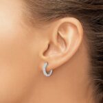 14k White Gold Diamond Hinged Hoop Earrings - Image 3