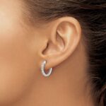 14k White Gold Diamond Hinged Hoop Earrings - Image 3