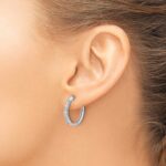 14k White Gold 1/2 carat Lab Grown Diamond VS/SI+ G+ Complete Hinged Hoop Earrings - Image 3