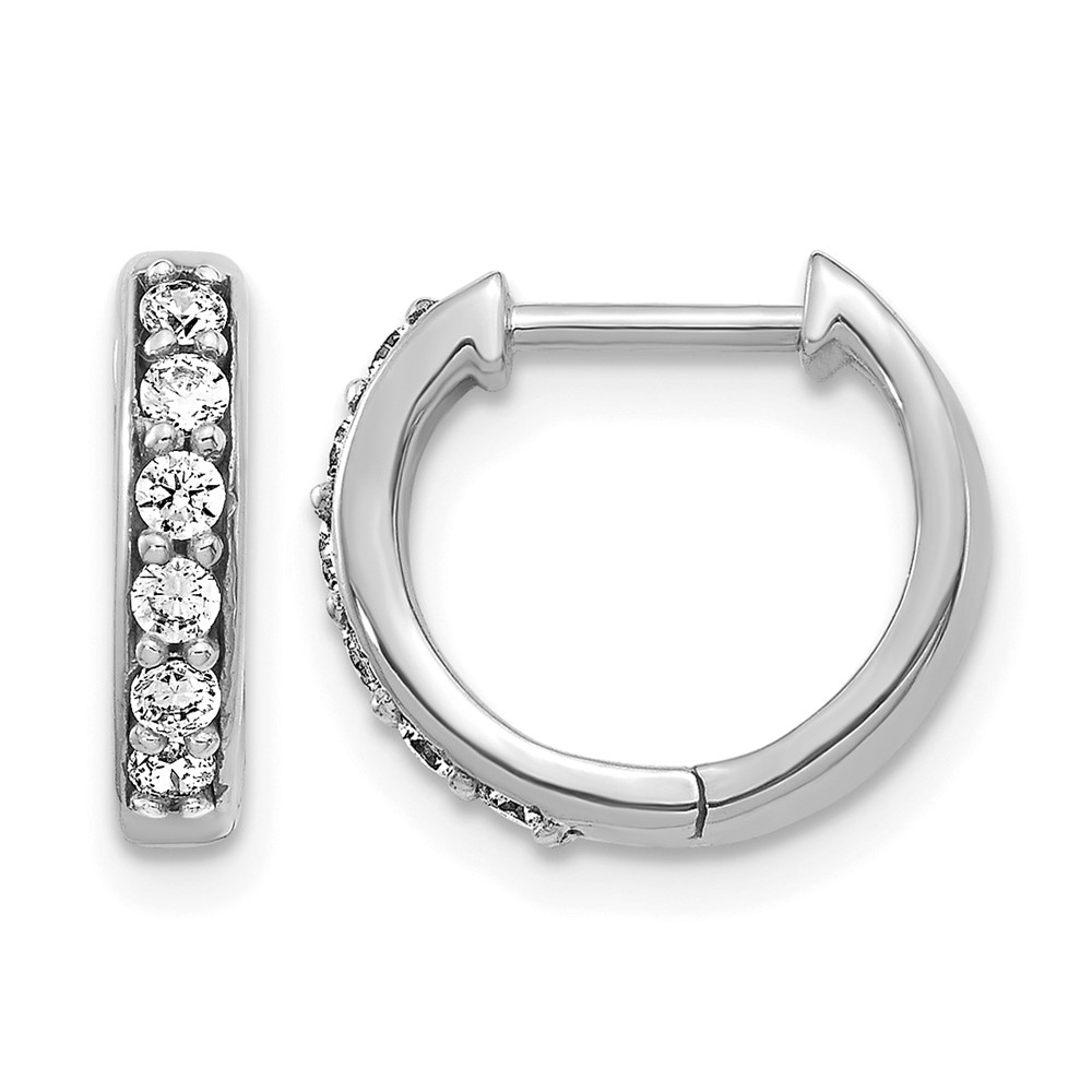 EM4263-025-WA.jpg 14k White Gold 1/4 carat Lab Grown Diamond VS/SI+ G+ Complete Hinged Hoop Earrings - Image 1