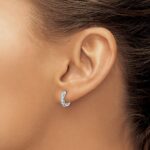 14k White Gold Diamond Hinged Hoop Earrings - Image 3