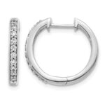 14k White Gold Diamond Hinged Hoop Earrings