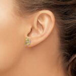 14k White Gold Diamond Citrine Flower Earrings - Image 3