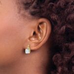 14k 7mm Cushion Checkerboard March/Aquamarine and Diamond Post Earrings - Image 3