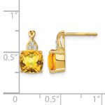 14k 7mm Cushion Checkerboard November/Citrine and Diamond Post Earrings - Image 4