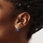 10k Checkerboard Created Sapphire and Diamond Earrings - Image 3